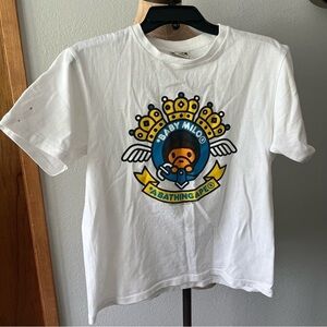BATHING APE sz M BABY MILO White Tee Short Sleeve Tshirt Made in Japan